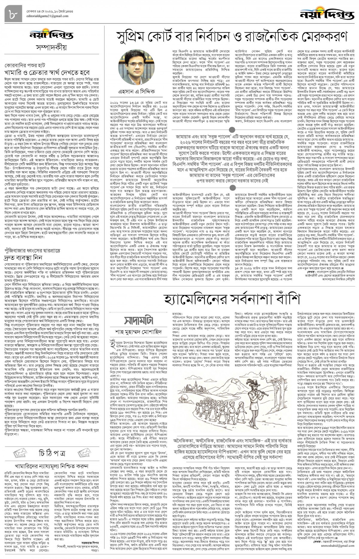 সম্পাদকীয়+চিঠিপত্র